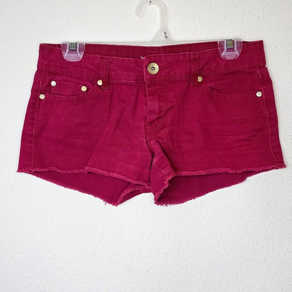 Refuge Denim Fuschia Short Shorts Women's Size 4 Fringe Hem